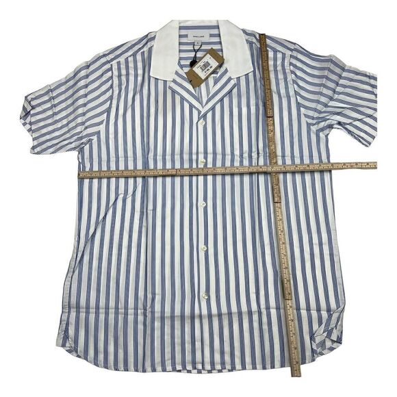 New Soulland Cornwall Men White Striped Shirt Short Sleeve Slim Button-Down US L - Picture 7 of 13